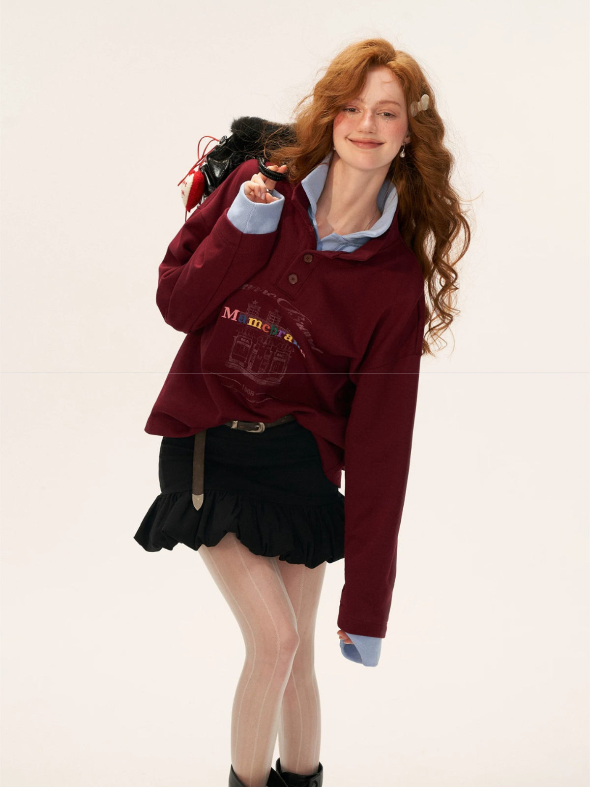Polo Collar Oversized Sweatshirt