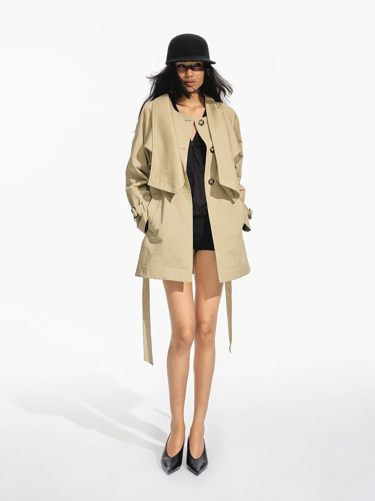 Vintage Lapel Belted Trench Coat
