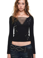 Vintage Studded Fringe Wide Waist Belt