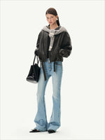 +5CM N1 Washed Suede Flare Jeans
