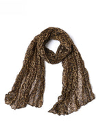 Vintage Leopard Print Pleated Long Scarf