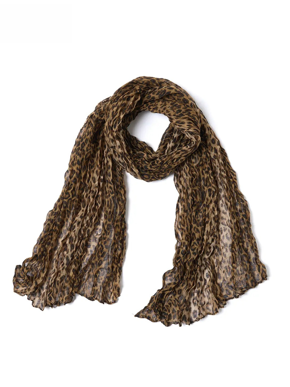 Vintage Leopard Print Pleated Long Scarf