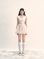 Pink Embroidered Waist - cinched Dress