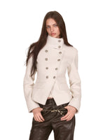 Ivory Stand Collar Military Jacket