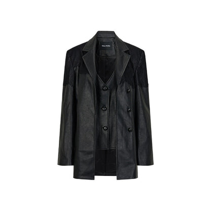 Structured Laced Leather Blazer