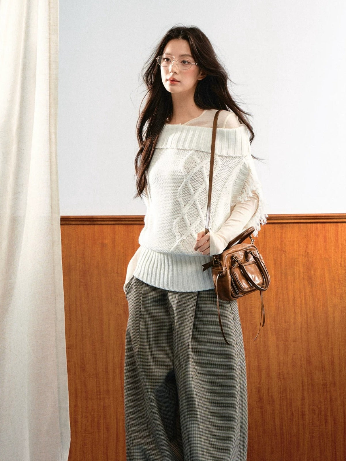 Asymmetric Cable Knit Sweater