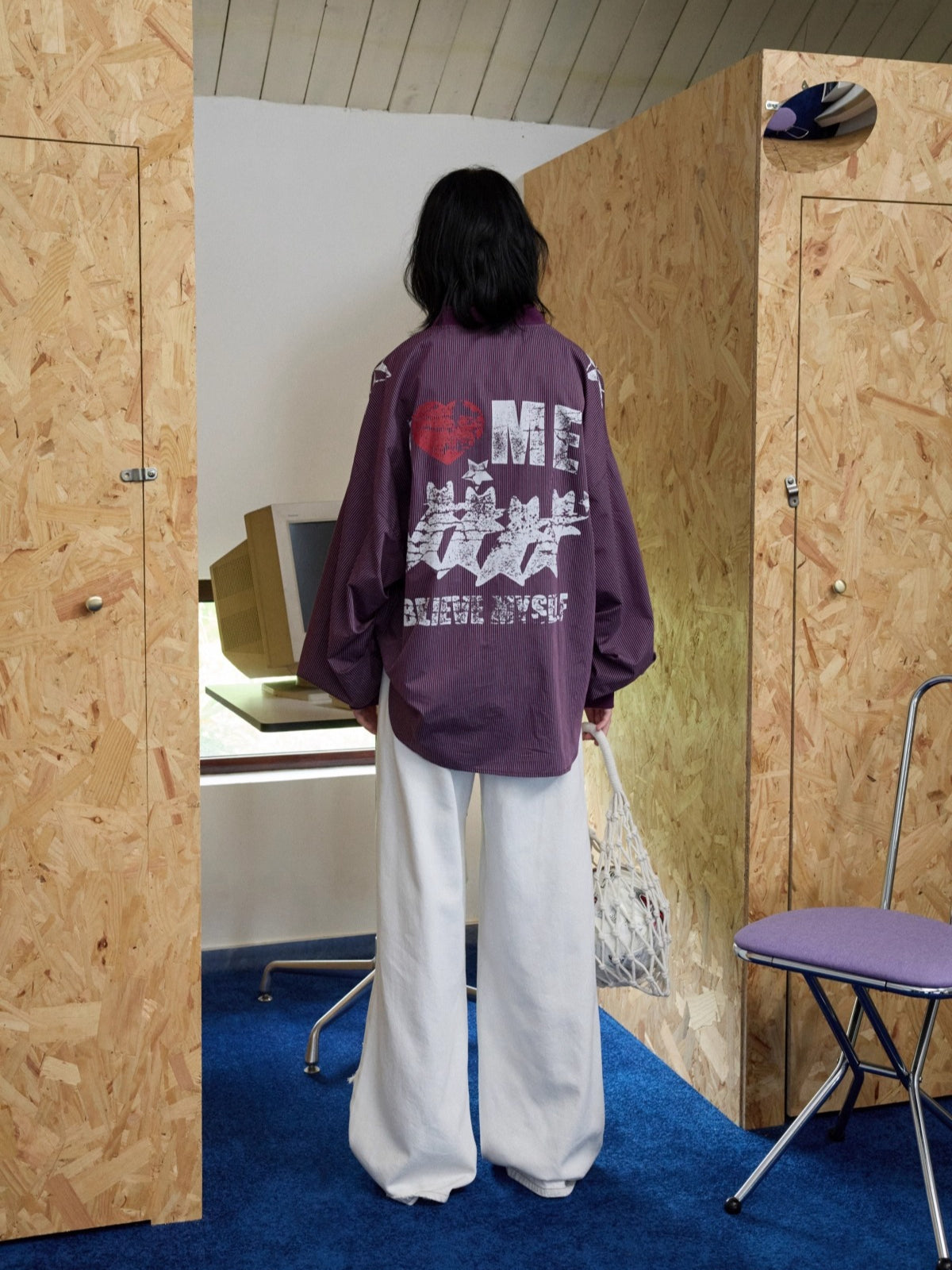 Vintage Plaid V-neck Loose Jersey