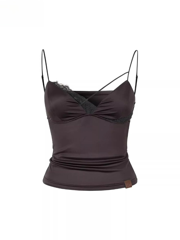 Lace Panel Satin Cami Top