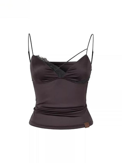 Lace Panel Satin Cami Top