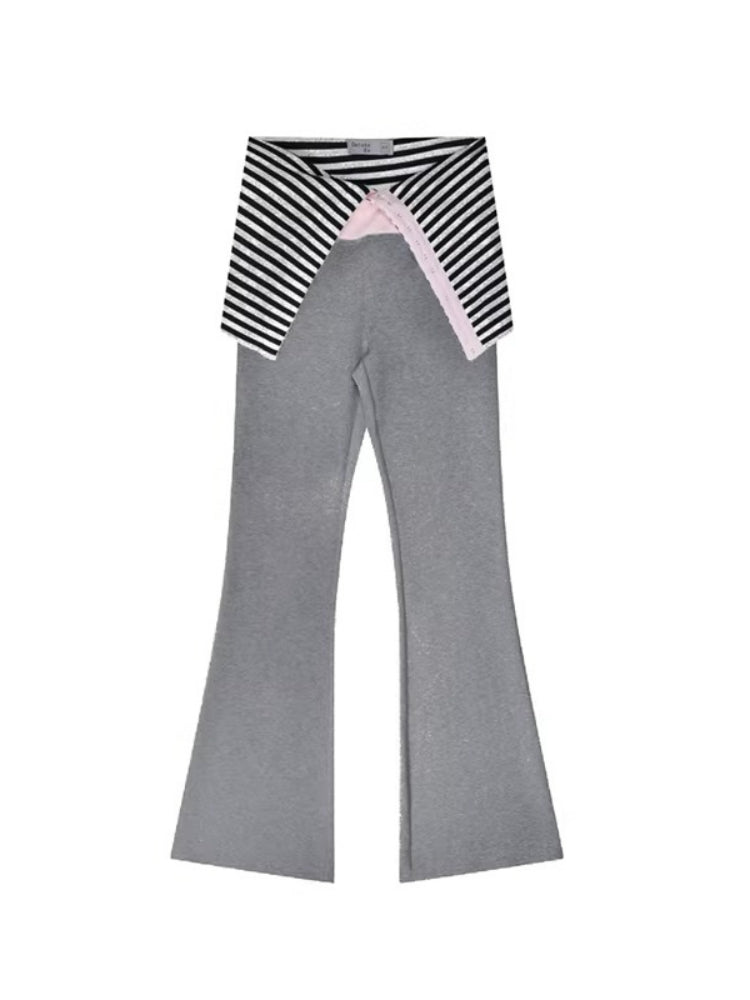 DeD-moji Foldover Flared Knit Yoga Pants