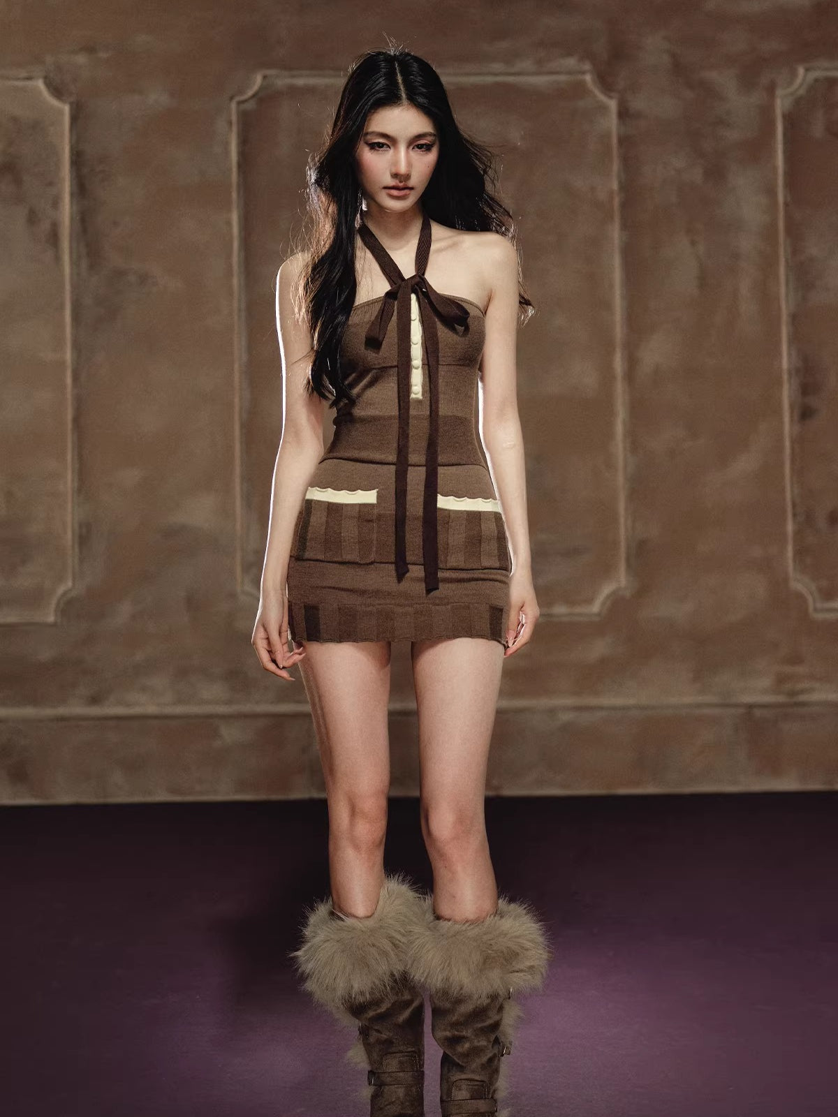 Halterneck Tie Strap Dress