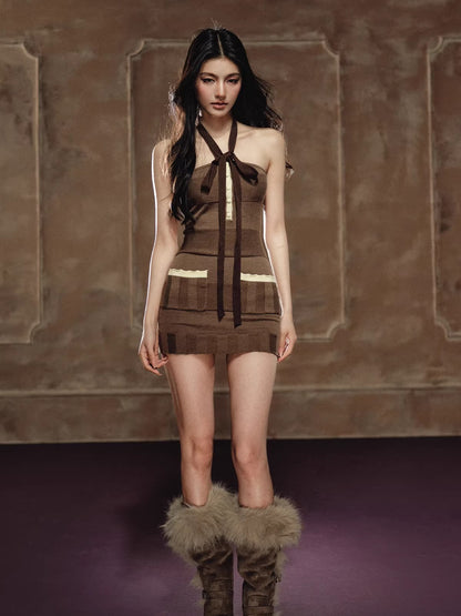 Halterneck Tie Strap Dress