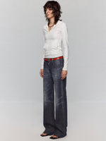 Black-Blue Low-Waist Flared & Bell-Bottom Pants Pants