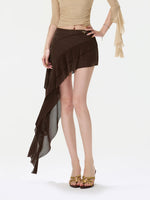 Asymmetric Ruffle Mini Skirt