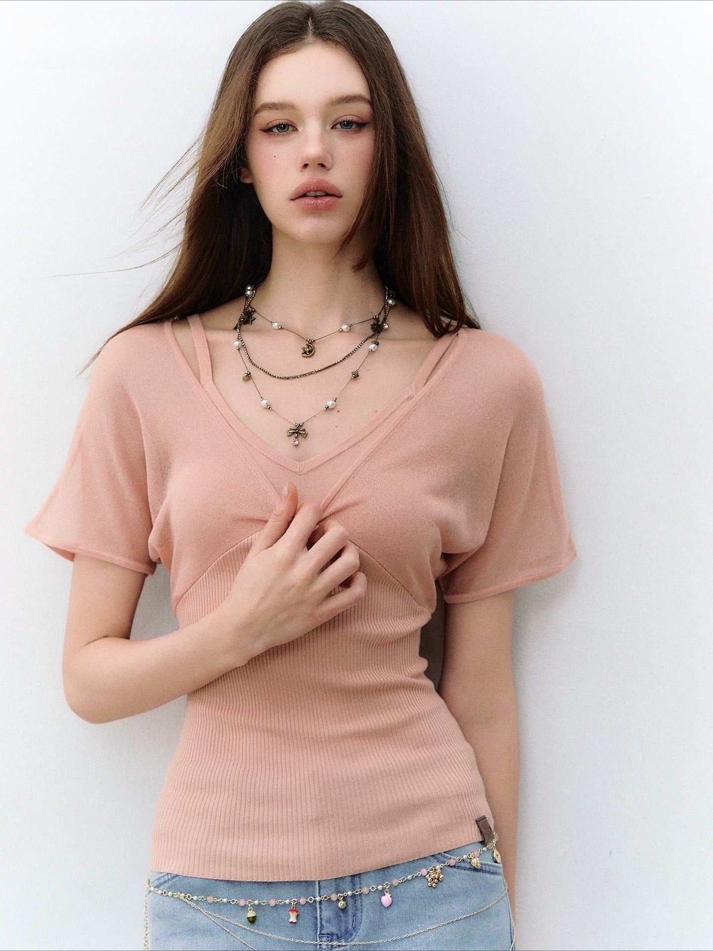 X-Line Layered V-Neck T-shirt