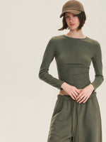 Ribbed Cotton Blend Cropped T-Shirt