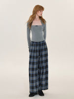 Vintage Plaid Drawstring Balloon Pants