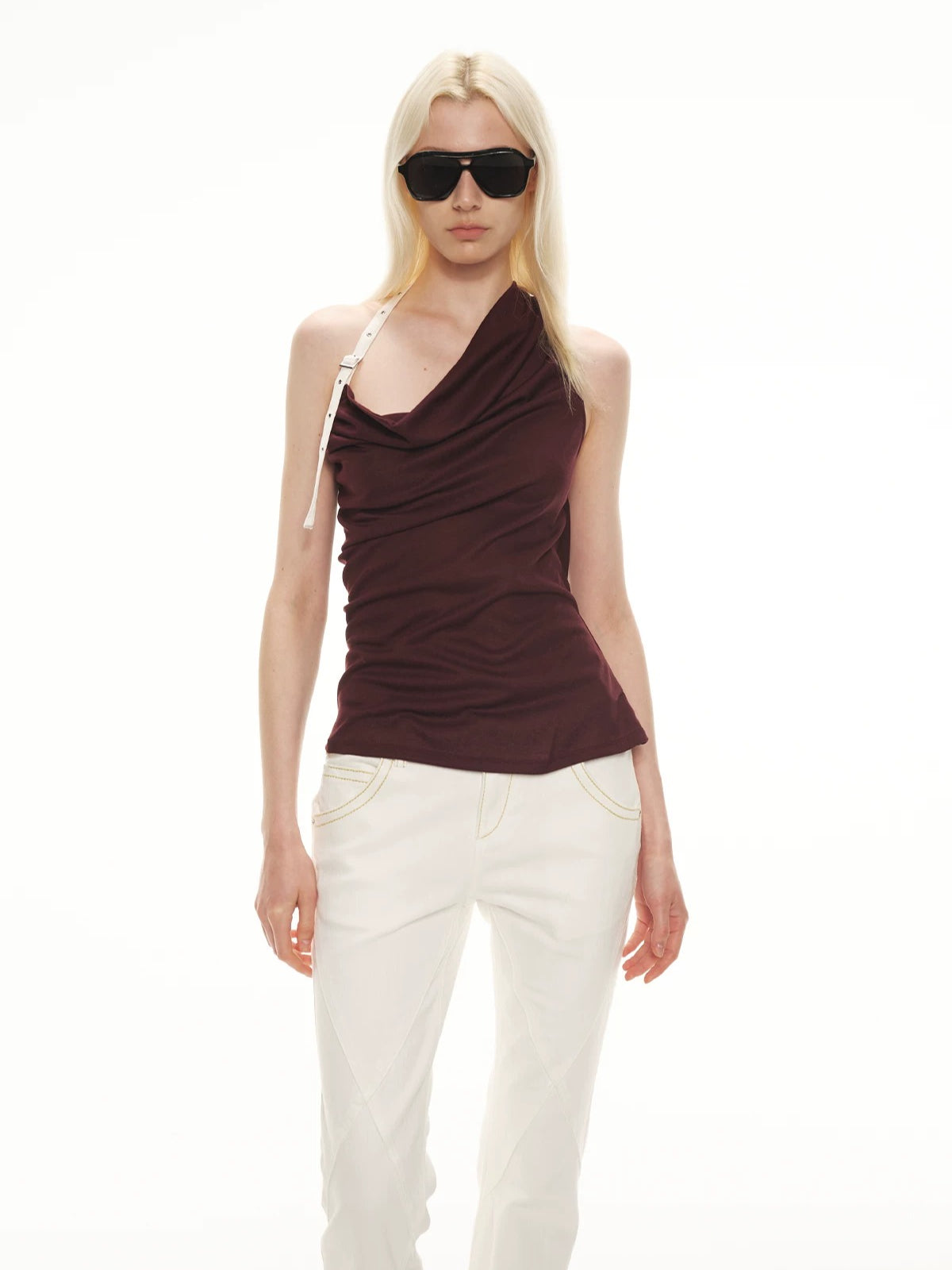 Draped Halter Satin Top