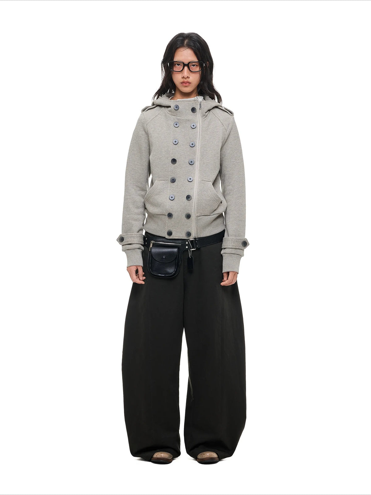 Double-Breasted Utility Cropped Jacket