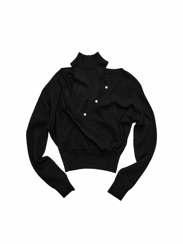 Acetate Cashmere Layered Cardigan