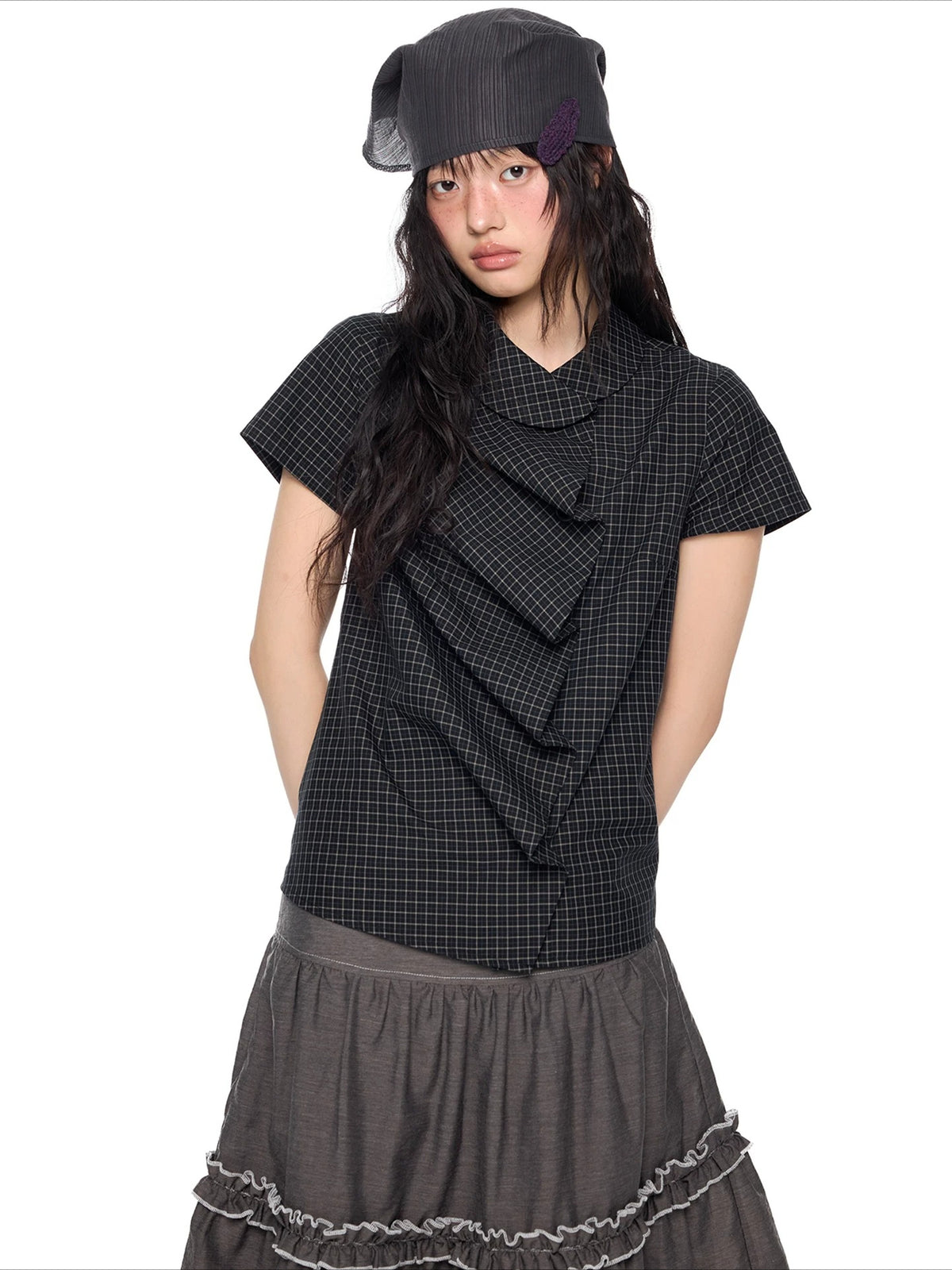 Plaid Ruffle Blouse