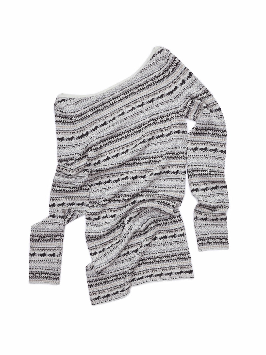 Fair Isle Off-Shoulder Jacquard Knit Dress