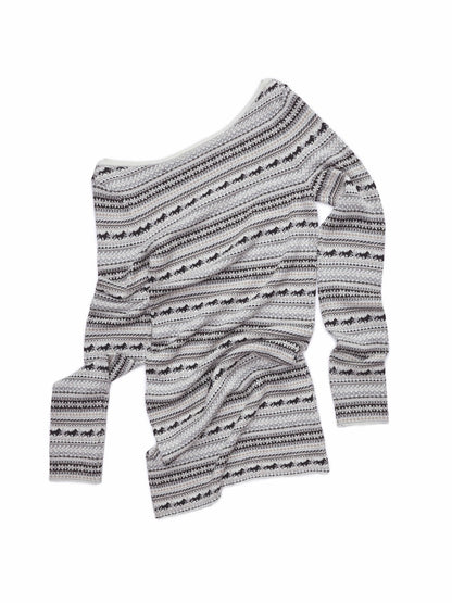 Fair Isle Off-Shoulder Jacquard Knit Dress