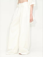 White Lyocell Wide-Leg Pants