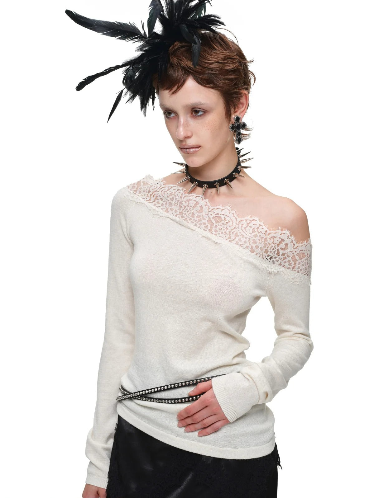 Lace Shoulder Knit Top