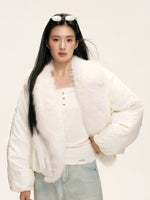 White Faux Fur Down Jacket