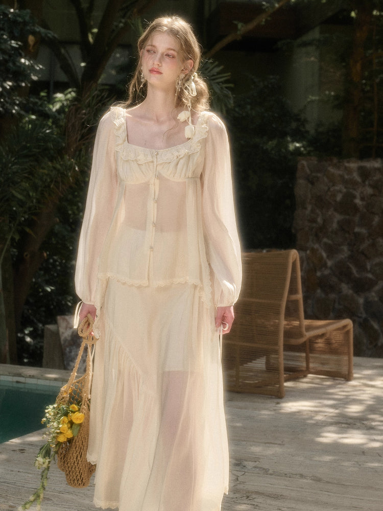 Tencel Air Fabric Shirt &amp; Skirt Set