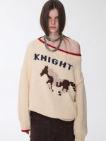 Fair Isle Icelandic Off-Shoulder Chunky Knit Sweater