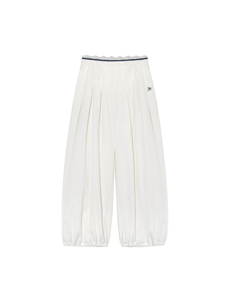 White Lace Trim Tank &amp; Pants Set