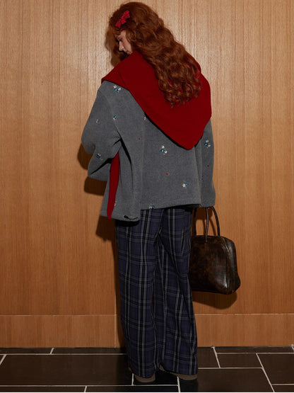 Floral Embroidered Fleece Jacket