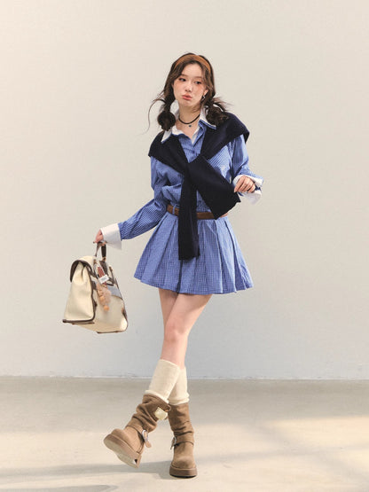 PLaid Cape A-Line 2-in-1 Dress &amp; Cape Set
