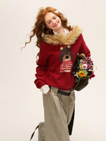 Cute Puppy Hooded Knit Sweater