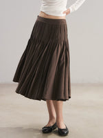 Accordion Pleat A-Line Midi Skirt
