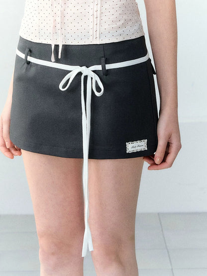 Contrast Drawstring Skort