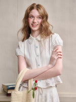 Embroidered Doll Collar Shirt