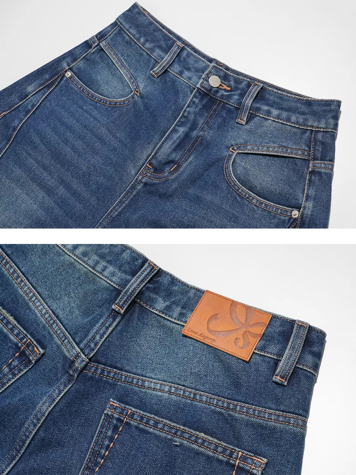 Vintage Washed Seam Denim Pants