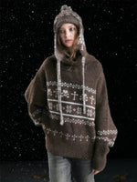 Striped Snowflake Knit Earflap Hat