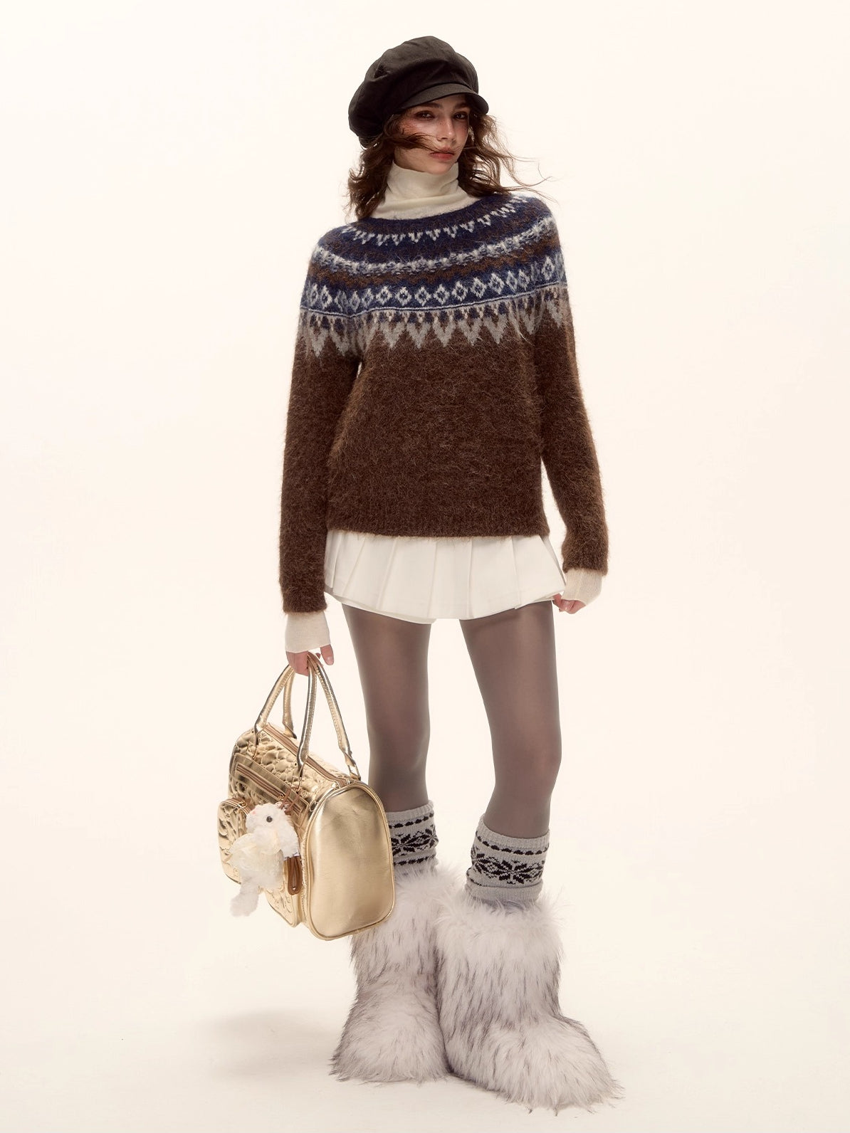 Belted Mohair Pleated Skort