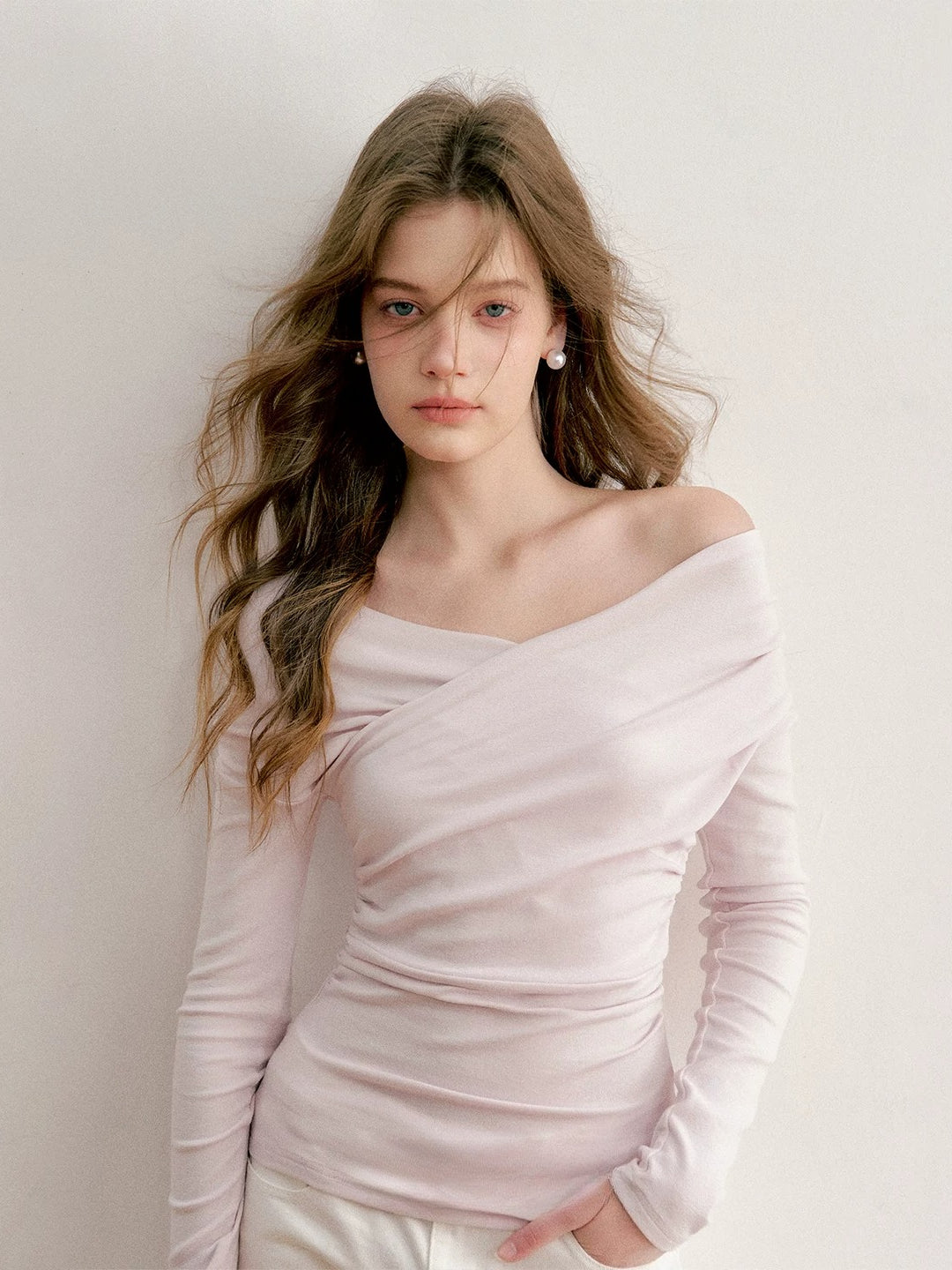 Cross-Neck Off-Shoulder Top