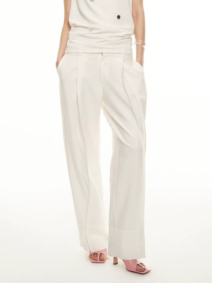 Pleated Cuff Straight Pants