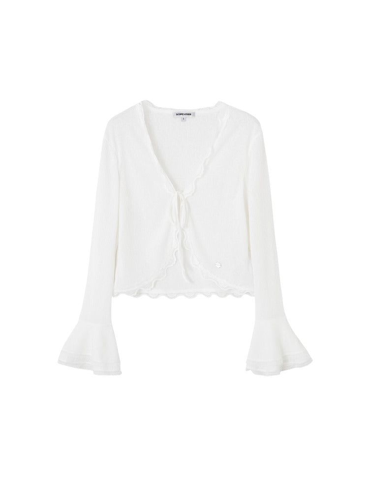 White Lace V-Neck Layered Cardigan