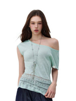 Asymmetry Linen Knit Tee
