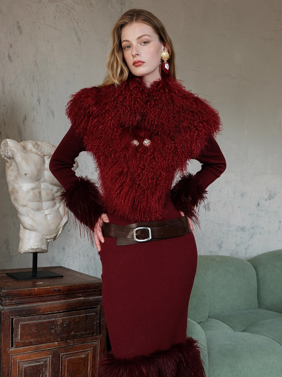 Vela Reversible Faux Fur Wool Blend Jacket