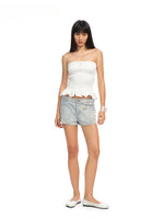Ruffled Textured Strapless Vest