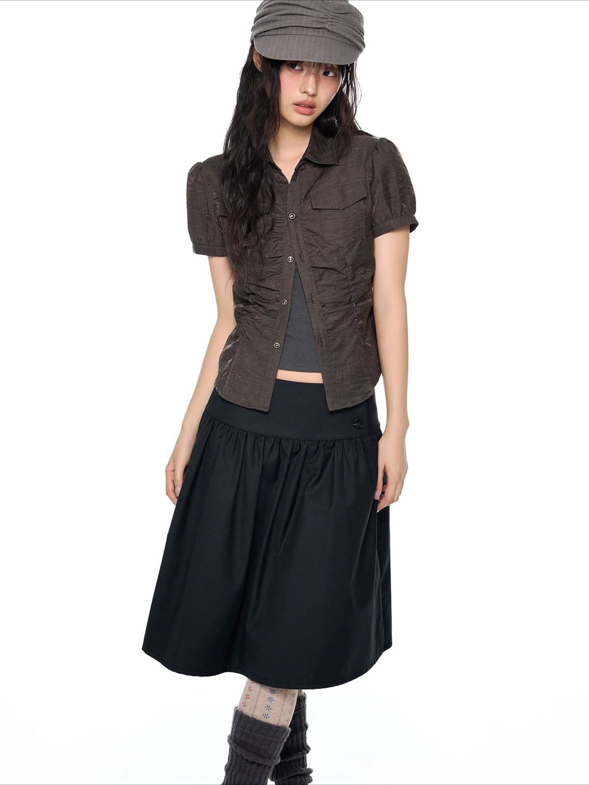Ruched Puff Sleeve Shirt