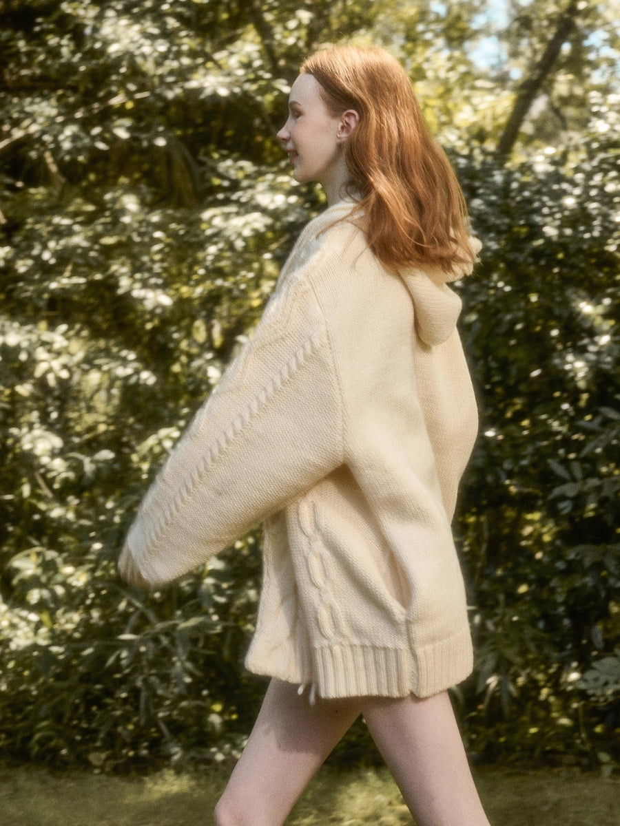 Snow Yarn Wool Chunky Knit Cardigan